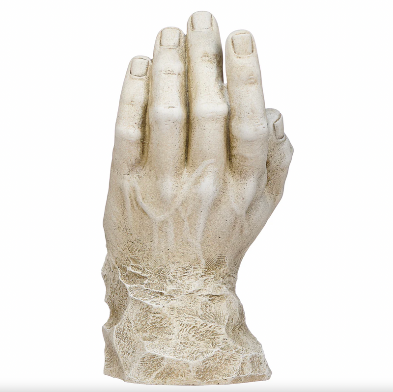 Statue of a hand on a white background
