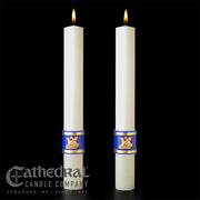 Holy Eucharist matching complementing altar candle, sold as a pair by Cathedral