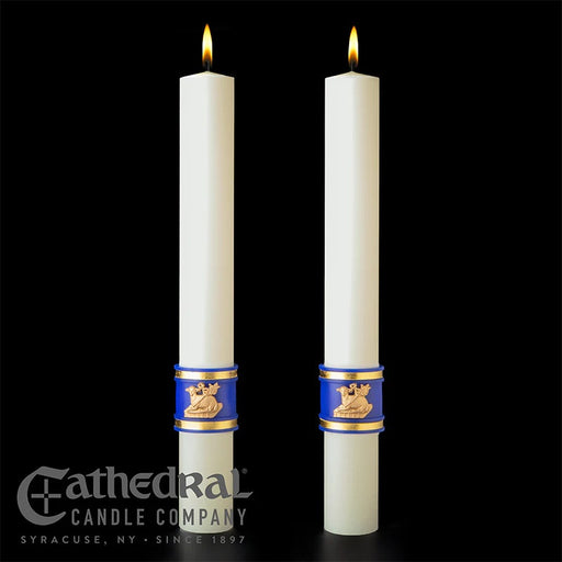 Holy Eucharist matching complementing altar candle, sold as a pair by Cathedral