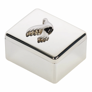 Silver Confirmation jewelry box with a Holy Spirit dove emblem.