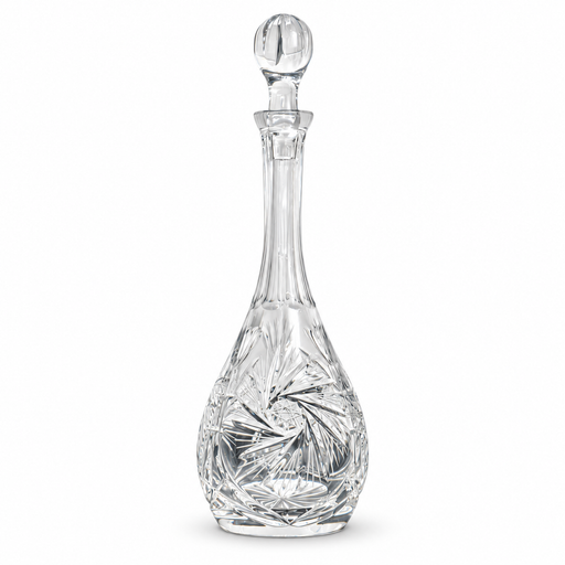 K947 hand-cut Polish crystal Communion flagon with matching crystal stopper on a white background