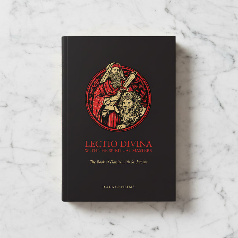 Book titled 'Lectio Divina with the Spiritual Masters' on a marble surface
