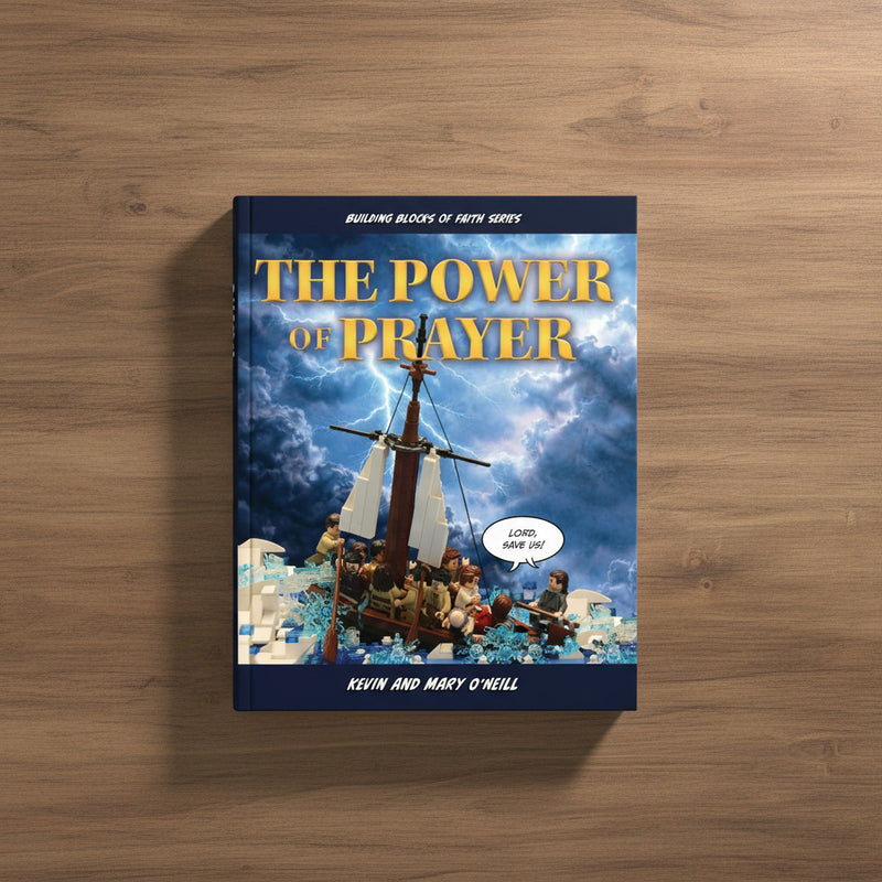 Book titled 'The Power of Prayer' on a wooden surface