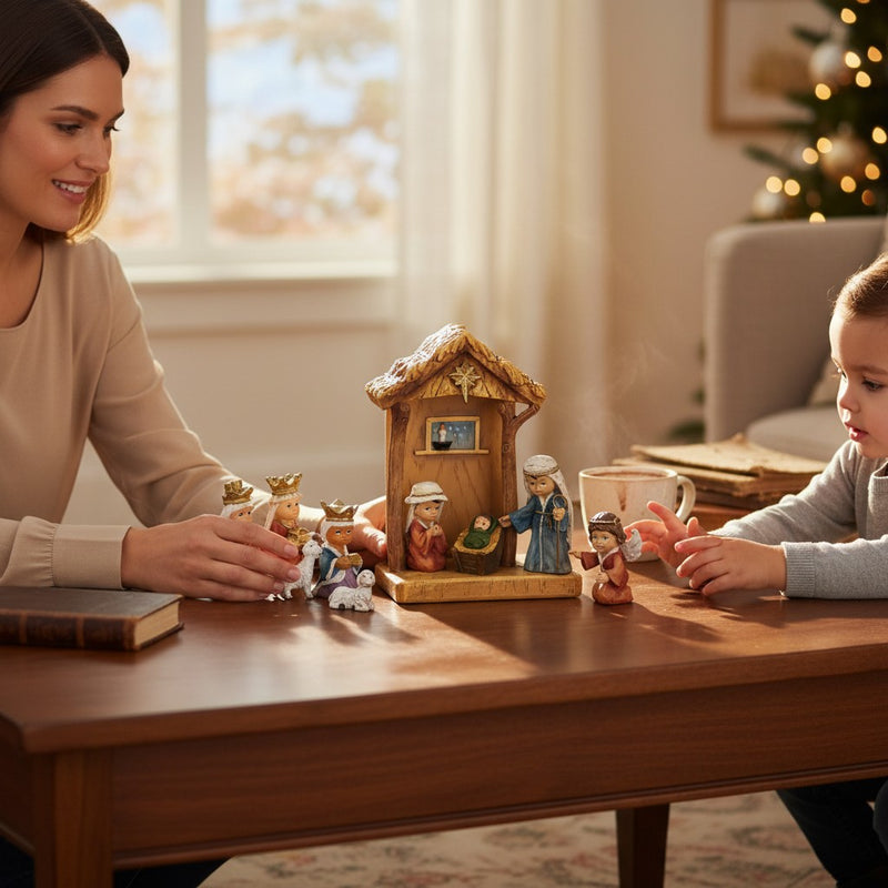 Nativity with Stable 8"H 11pc set