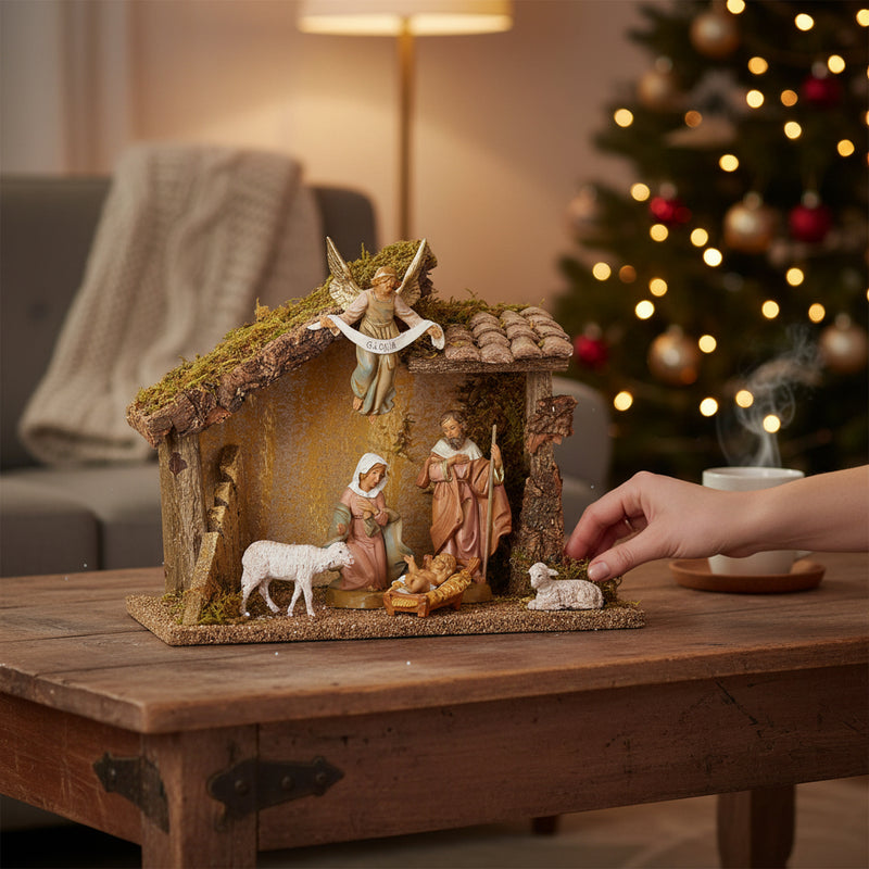6 Figure Nativity Set with Italian Stable 5" Scale
