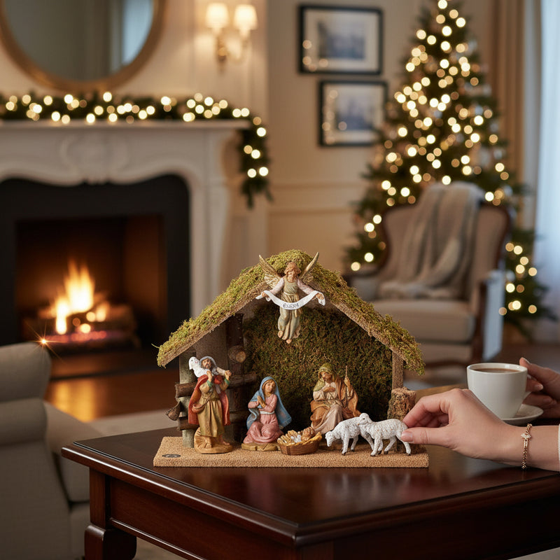 7 Figure Nativity Set with Italian Stable 5" Scale