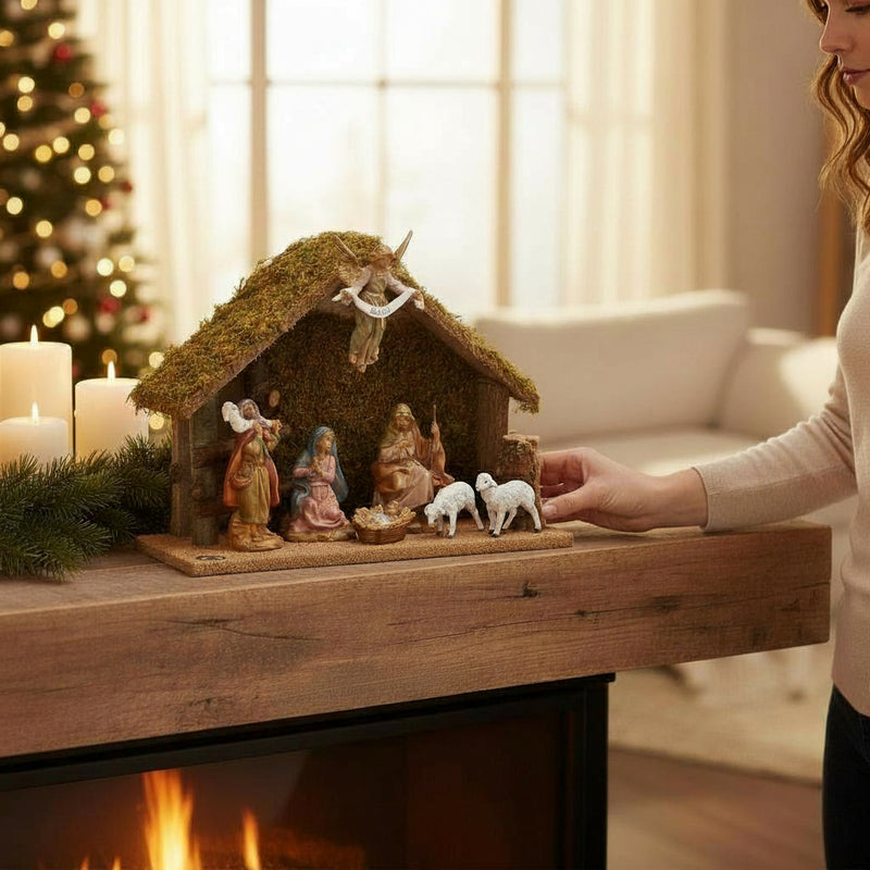 7 Figure Nativity Set with Italian Stable 5" Scale