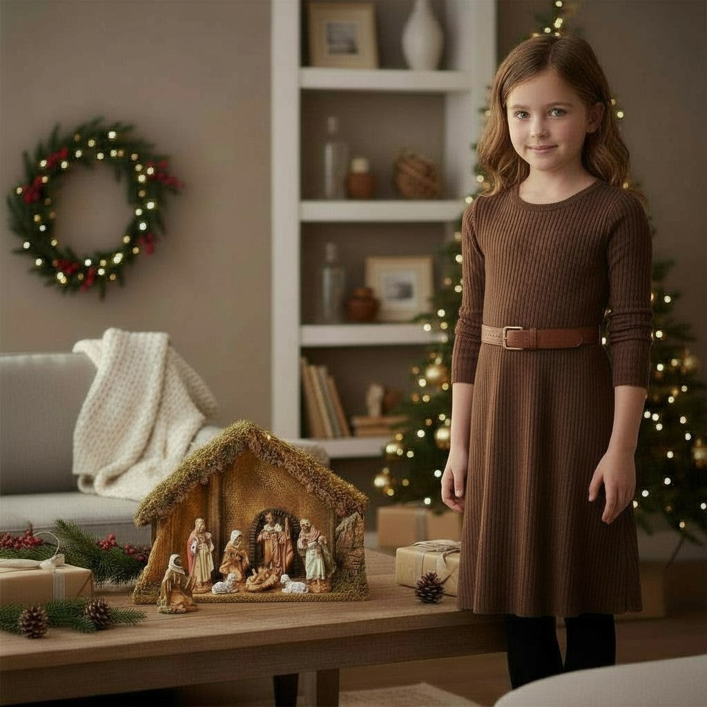 8 Figure Nativity Set with Italian Stable 5" Scale