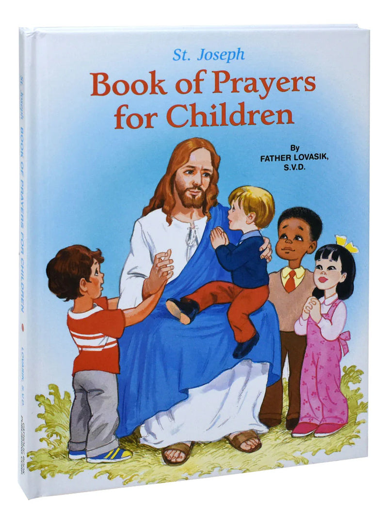 Book titled 'St. Joseph Book of Prayers for Children' with illustrations on the cover