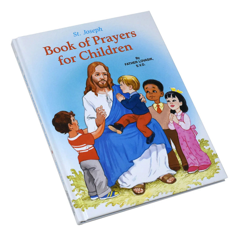Book titled 'St. Joseph Book of Prayers for Children' with illustrations on the cover