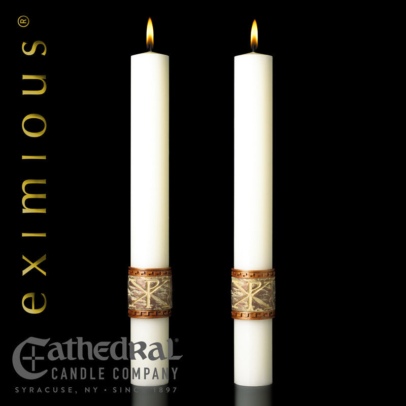 Luke 24 matching complementing altar candle, sold as a pair by Cathedral