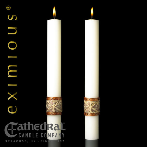 Luke 24 matching complementing altar candle, sold as a pair by Cathedral