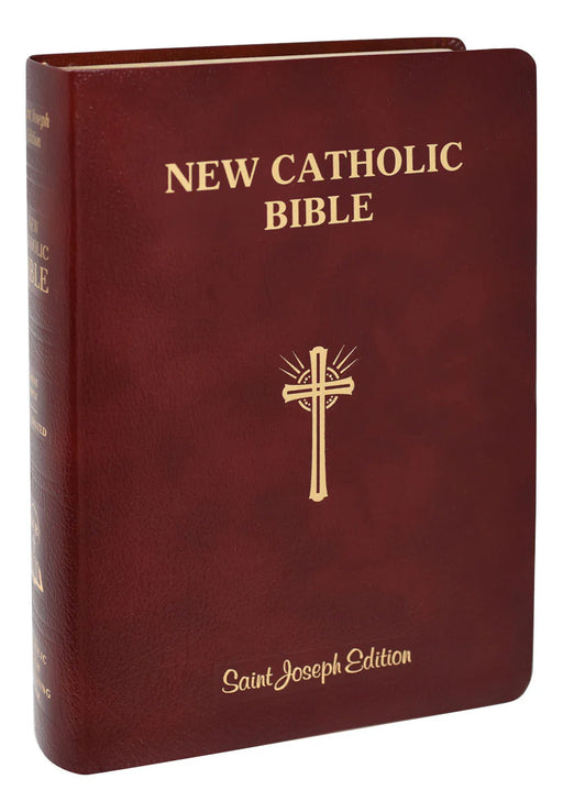 New Catholic Bible with cross symbol on a white background