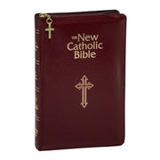 Maroon Bible with gold cross design on a white background