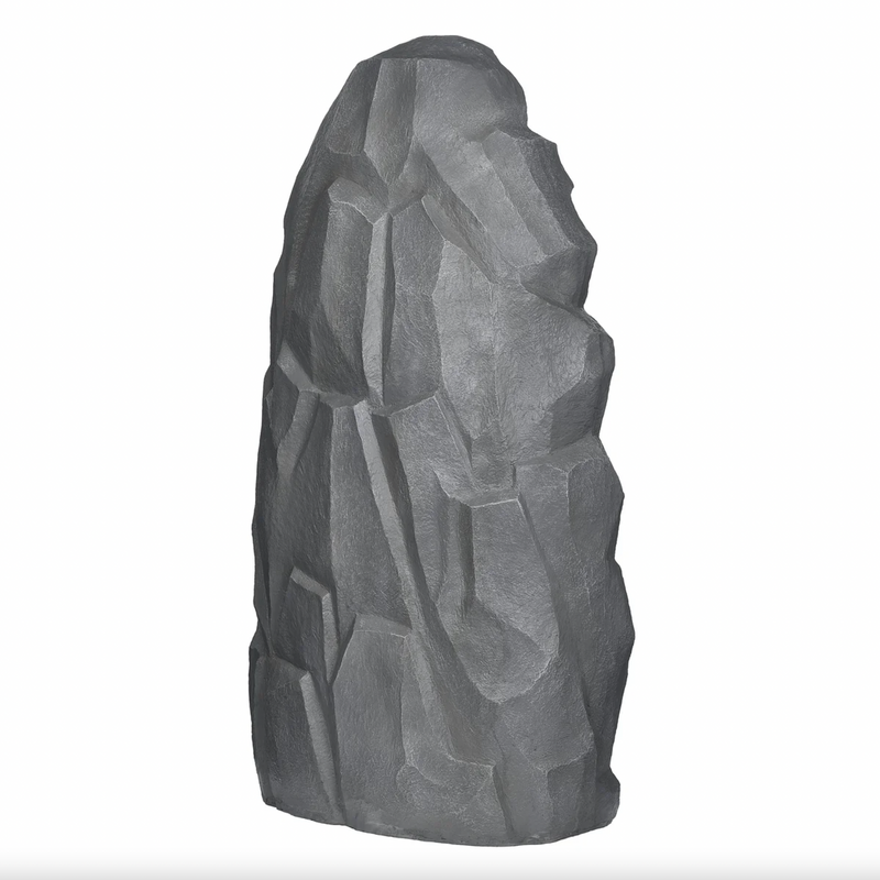Gray stone sculpture on a white background