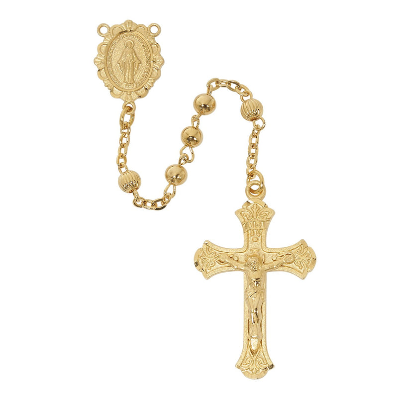 14K Gold over Sterling Silver Rosary – 4 mm