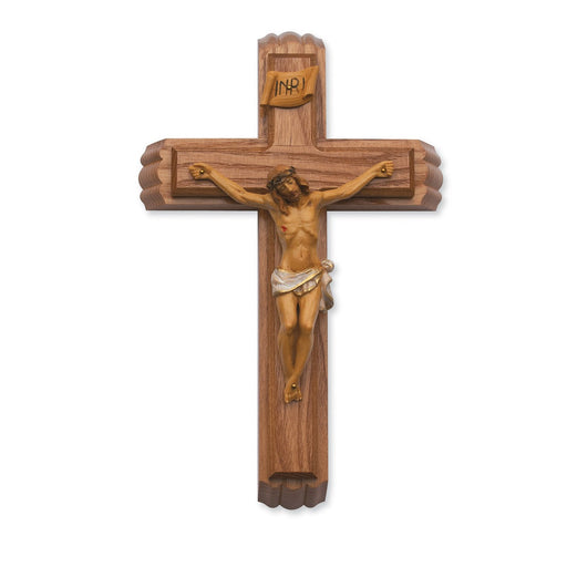 Wood Sick Call Crucifix Set – 13 Inch: Walnut Stain