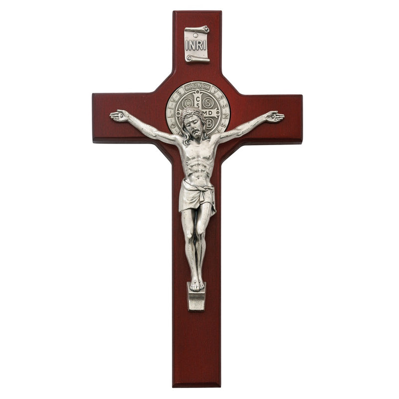 Cherry-Stained St. Benedict Crucifix