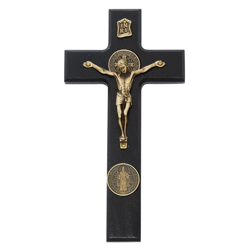 9-Inch Black St. Benedict Crucifix with Bronze-Tone Corpus