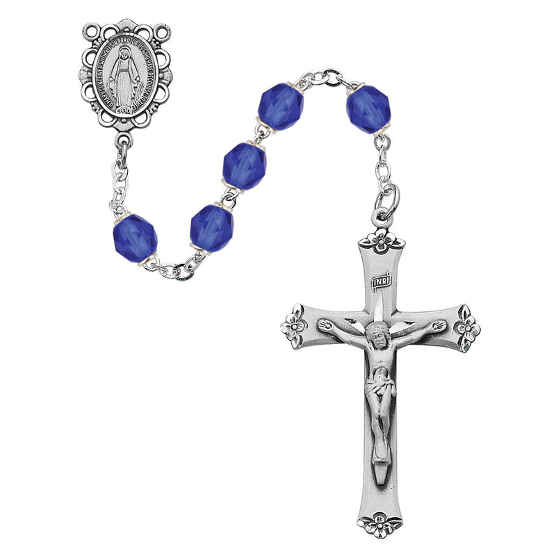 September dark blue birth-month rosary