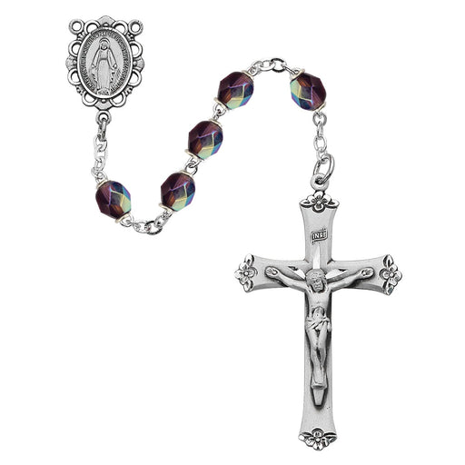 February Purple aurora Glass Birth-Month Rosary