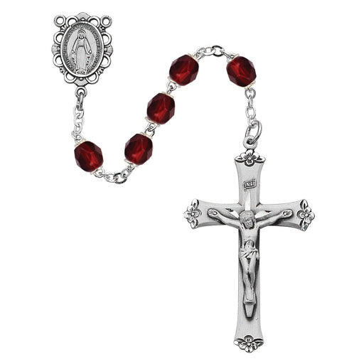 January Dark red aurora Glass Birth-Month Rosary