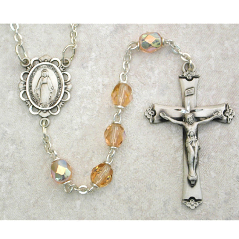 October – Pink glass birth-month rosary