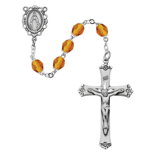 November Amber aurora Glass Birth-Month Rosary