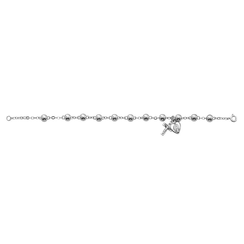 Sterling silver Miraculous Medal rosary bracelet with 6 mm beads