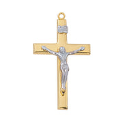 Two-tone crucifix necklace in gold over sterling silver
