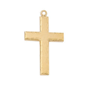 Faceted Edge Cross Necklace – 24 Inch Chain in gold over sterling silver