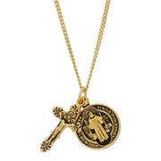 Gold over sterling St. Benedict medal and crucifix