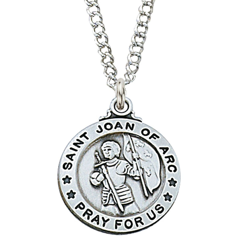 Sterling Silver St. Joan of Arc Medal Necklace – 20 Inch Chain