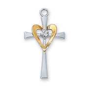 Sterling Silver Heart cross Necklace