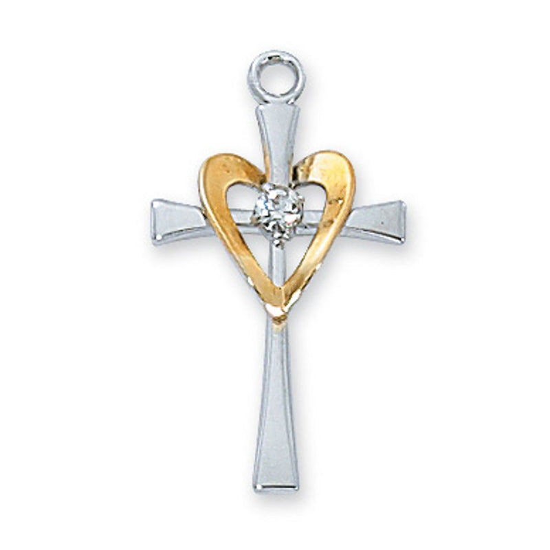 Sterling Silver Heart cross Necklace