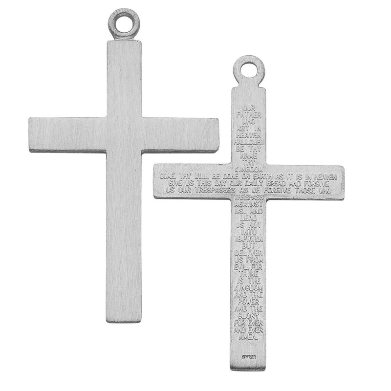 Sterling Silver Brushed cross with the Lord’s Prayer on the back Necklace