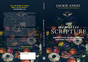 Book cover of 'Memorize Scripture' by Jackie Angel with floral design and text.