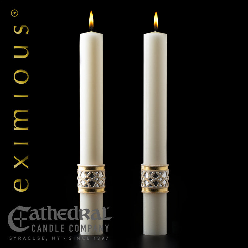Merciful Lamb matching complementing altar candle, sold as a pair by Cathedral