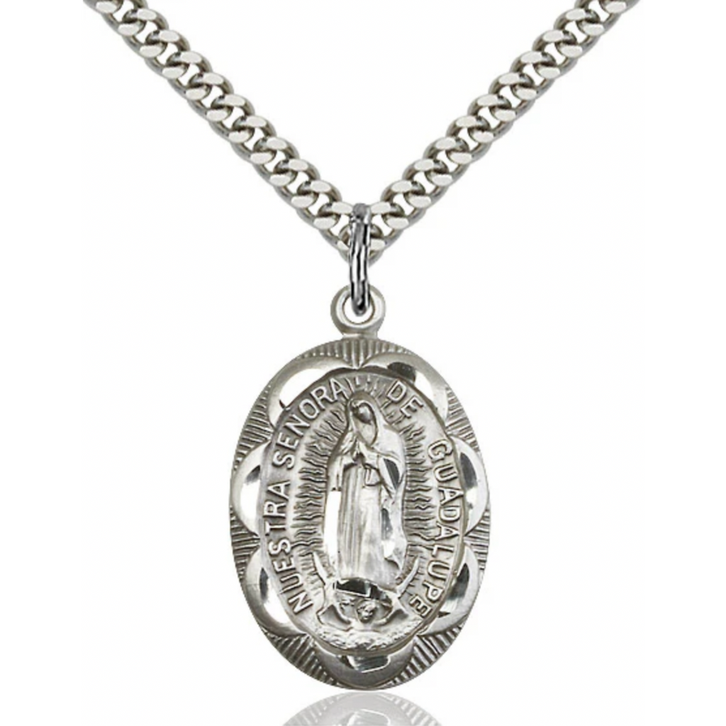 Our Lady of Guadalupe Medal Sterling Silver 24"