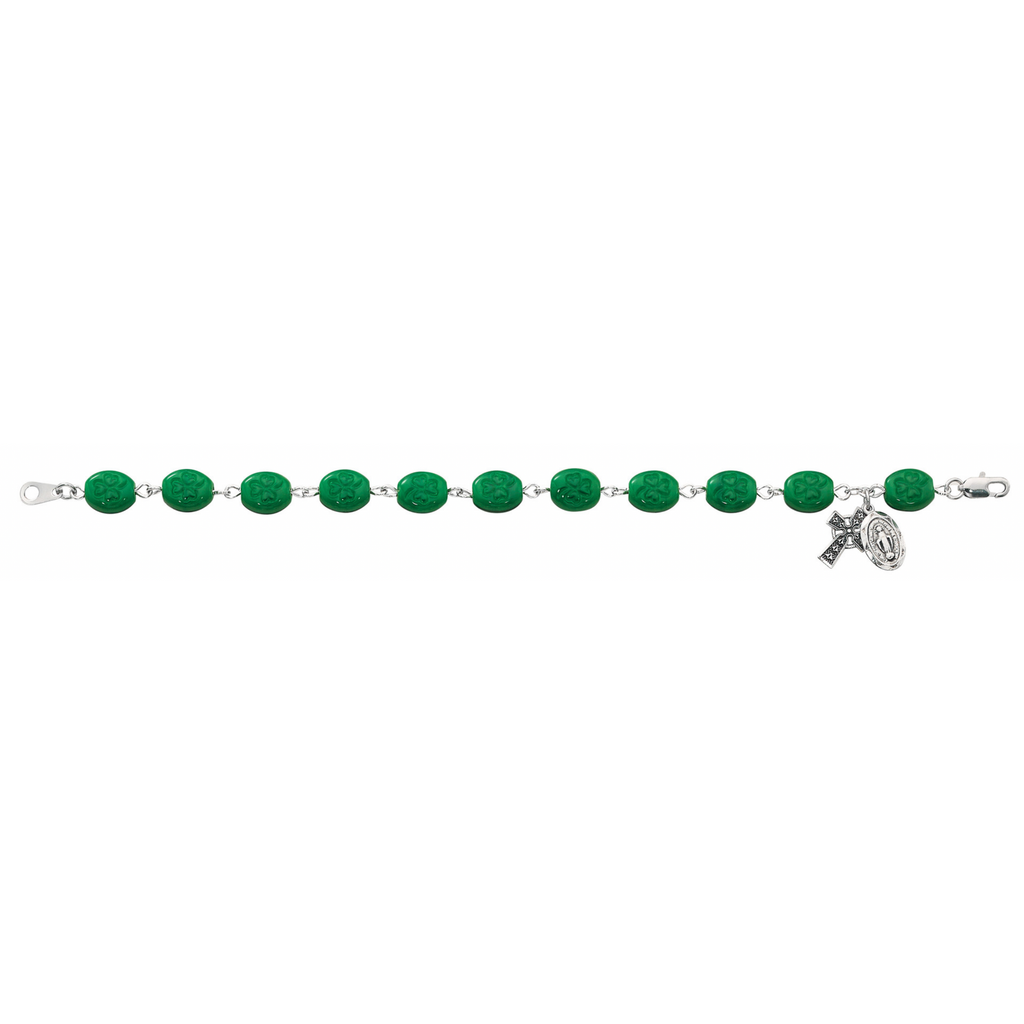 Bracelet - 7.5in Green Shamrock Bracelet Boxed