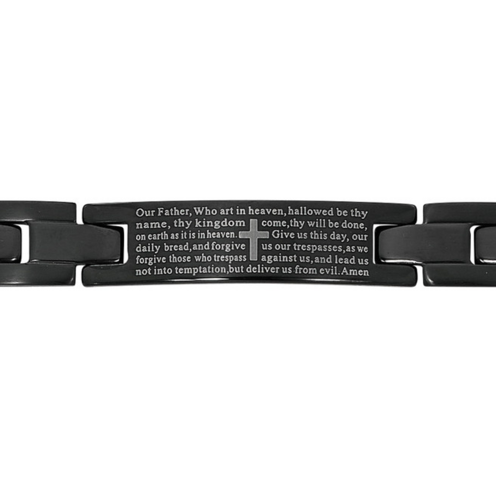 Men's Black Stainless Our Father Bracelet, Boxed