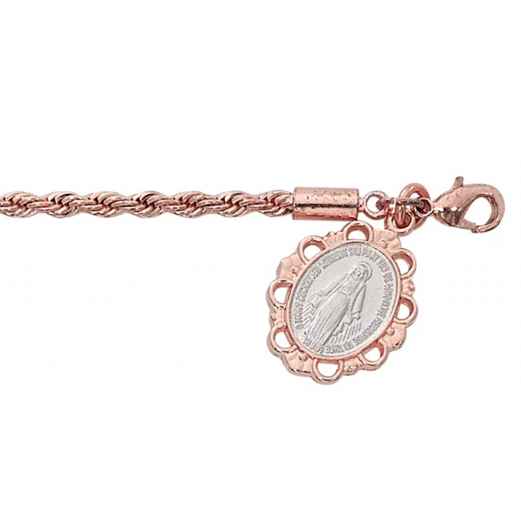 Bracelet - 7.5" Rose Gold Plated Rope Bracelet, Boxed