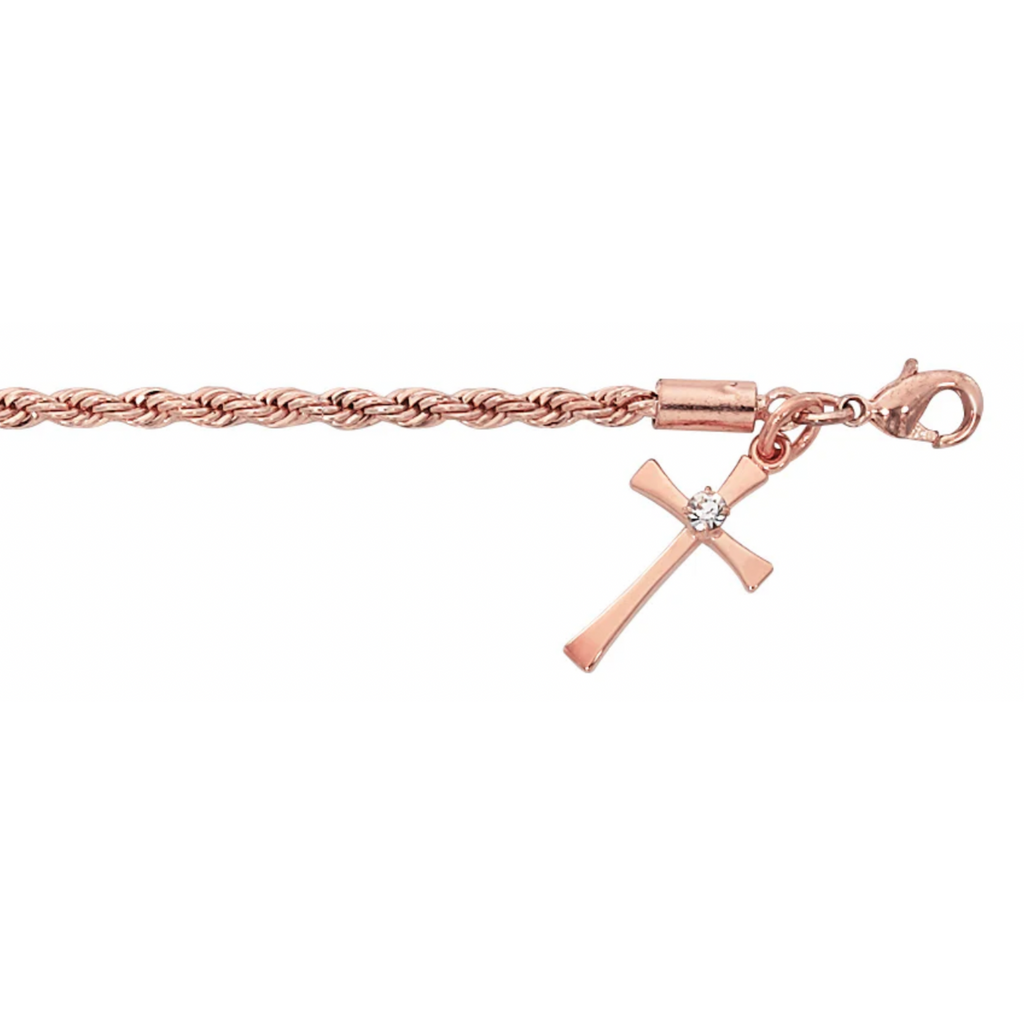 Bracelet - 7.5 in Rose Gold Plated Rope Bracelet, Boxed