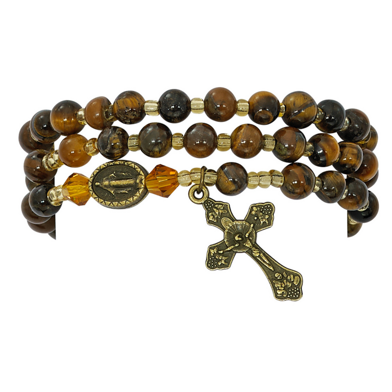 Tiger's Eye Twistable Rosary Bracelet