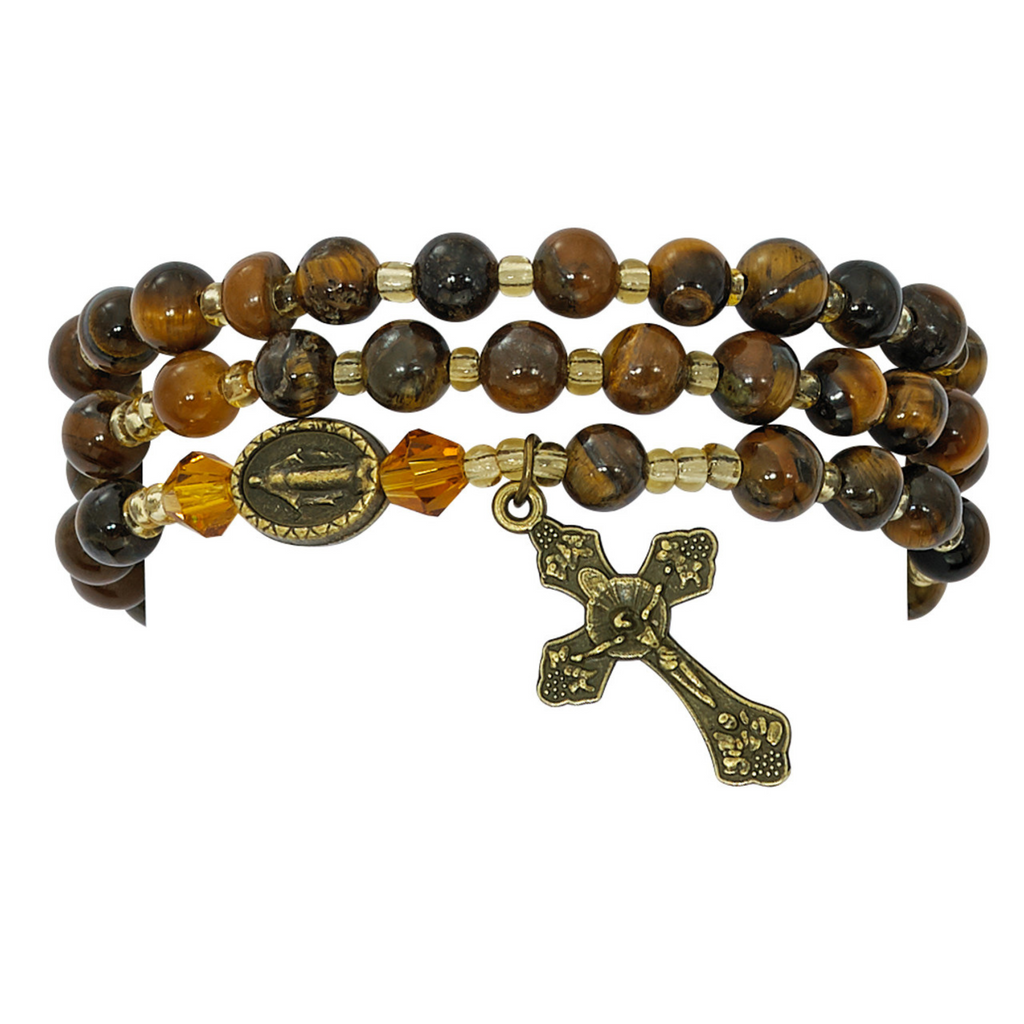 Tiger's Eye Twistable Rosary Bracelet