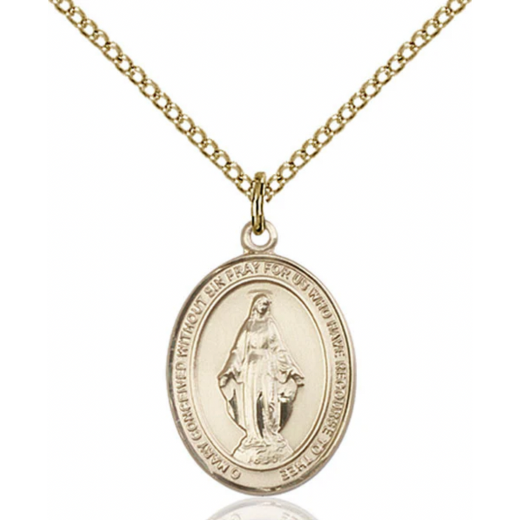 Miraculous Medal Necklace Gold Filled 18"