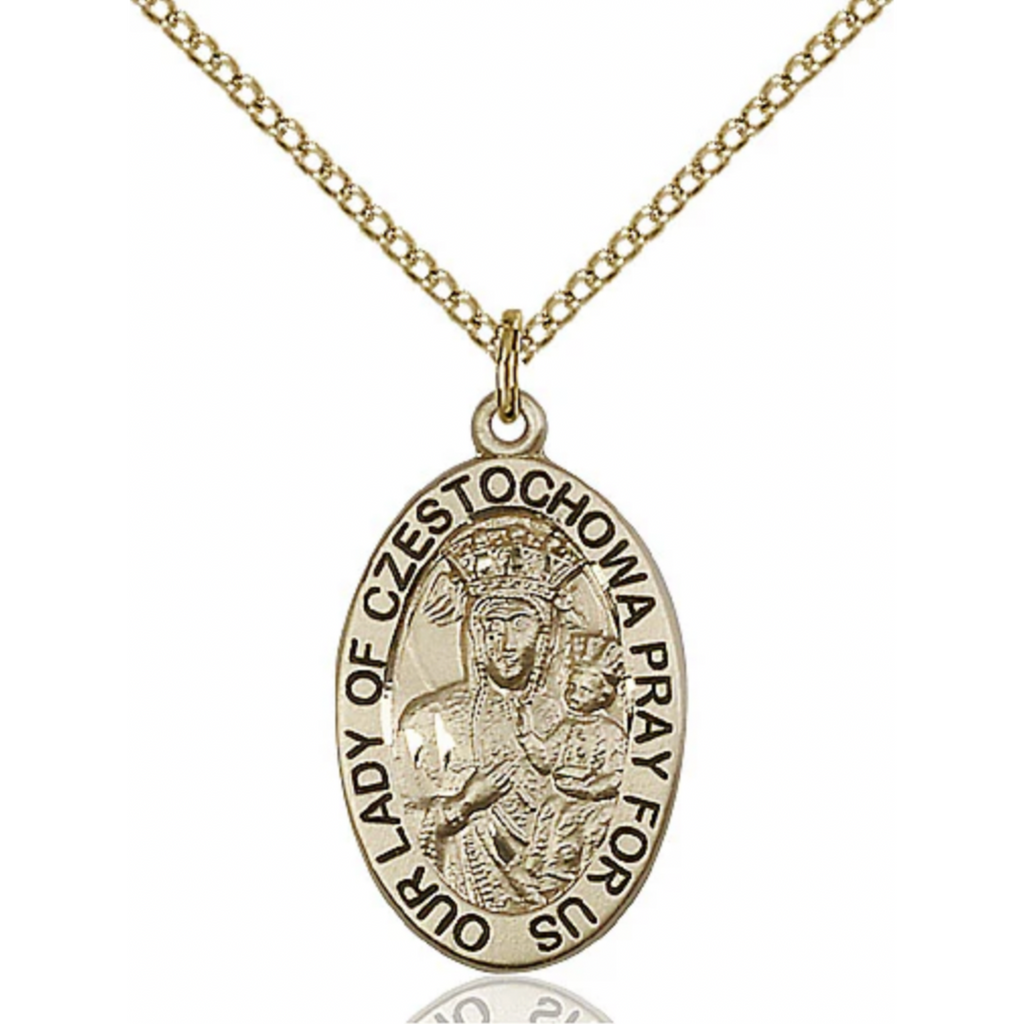 Our Lady of Czestochowa Necklace Gold Filled 18"