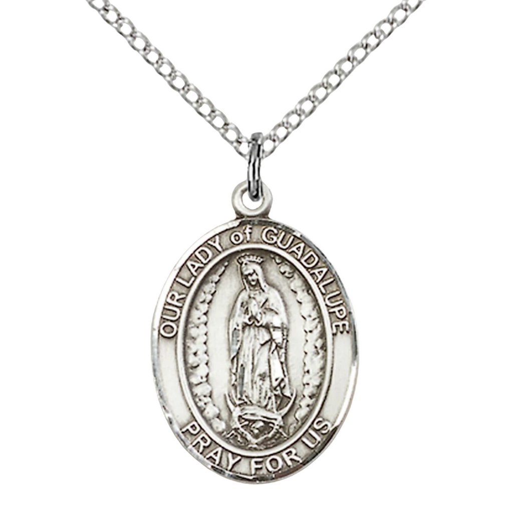 Our Lady of Guadalupe Necklace Sterling Silver 18"