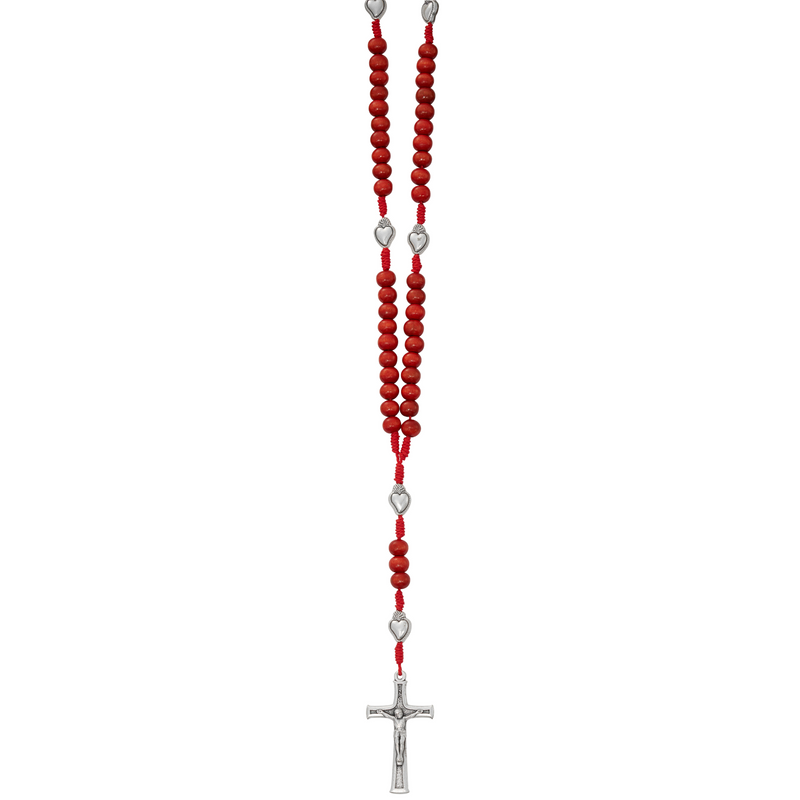 Sacred Heart Red Wood Rosary - Made in Italy | McVan