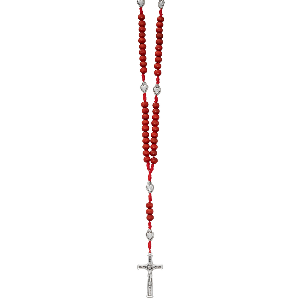 Sacred Heart Red Wood Rosary